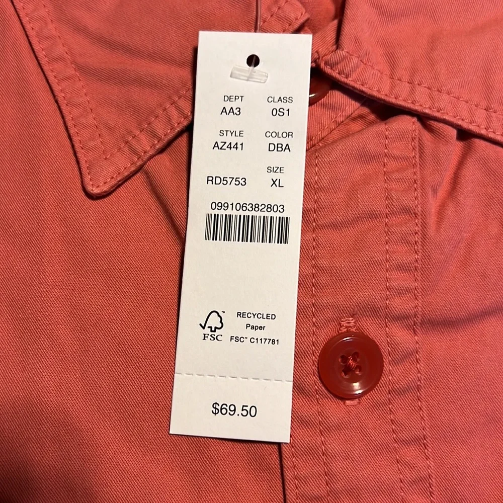 NWT J Crew Short-sleeve garment-dyed vintage twill worksheet